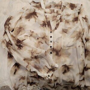 Cassis Brown Tie Die Boho Tunic Size L